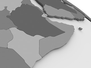 Image showing Somalia and Ethiopia on grey 3D map