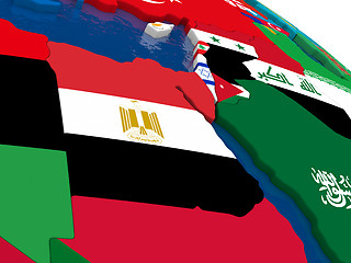 Image showing Egypt on 3D map with flags