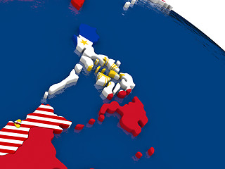 Image showing Philippines on 3D map with flags