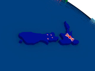 Image showing New Zealand on 3D map with flags