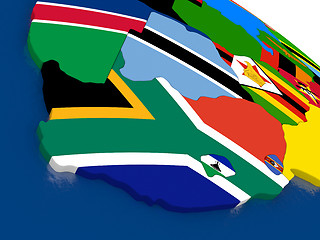 Image showing South Africa on 3D map with flags