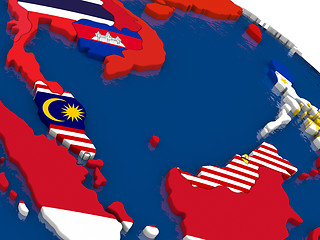 Image showing Malaysia on 3D map with flags