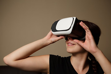 Image showing Woman with glasses of virtual reality