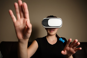 Image showing Woman with glasses of virtual reality