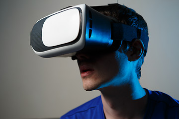Image showing Man wearing virtual reality goggles.