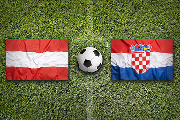 Image showing Austria vs. Croatia flags on soccer field