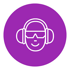 Image showing Man in headphones line icon.