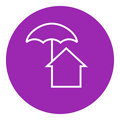 Image showing House under umbrella line icon.