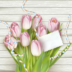 Image showing Beautiful tulips with card. EPS 10
