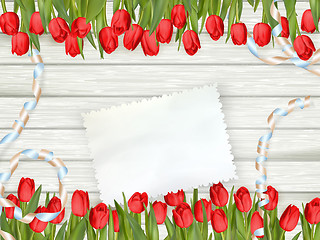 Image showing Bouquet of tulips with an empty card. EPS 10