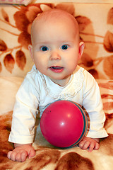 Image showing little baby playing with ball