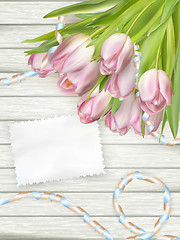 Image showing Bouquet of tulips with an empty card. EPS 10