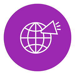 Image showing Globe with loudspeaker line icon.