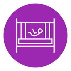 Image showing Baby laying in crib line icon.