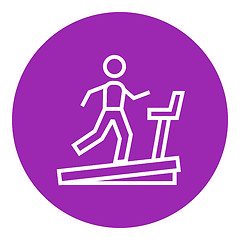 Image showing Man running on treadmill line icon.