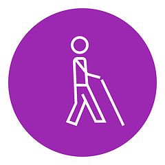 Image showing Blind man with stick line icon.