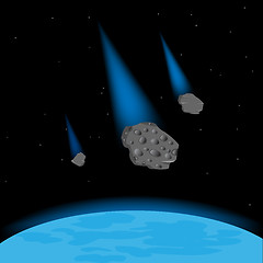 Image showing Meteorites fall on planet