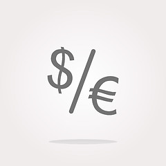 Image showing vector dollar and euro signs on web button isolated on white