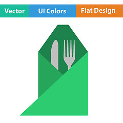 Image showing Icon of fork and knife wrapped in napkin