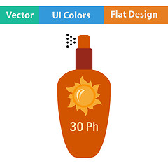 Image showing Flat design icon of sun protection spray