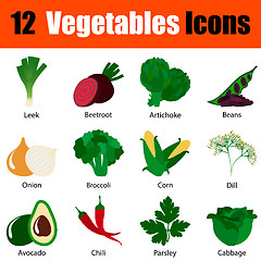Image showing Flat design vegetables icon set