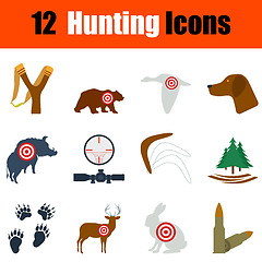 Image showing Flat design hunting icon set