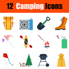 Image showing Flat design camping icon set