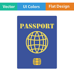 Image showing Flat design icon of passport with chip