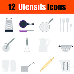 Image showing Flat design utensils icon set