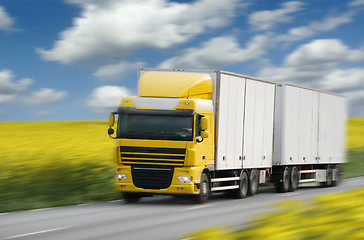 Image showing  truck driving on country-road