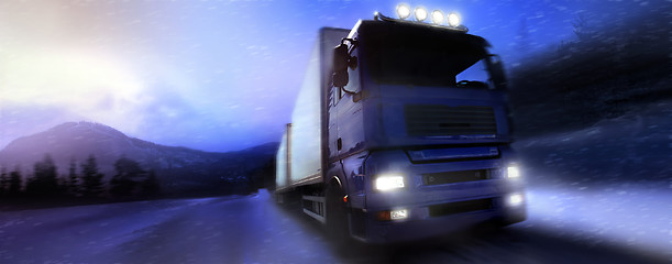 Image showing  truck driving on country-road/photographic-retouching