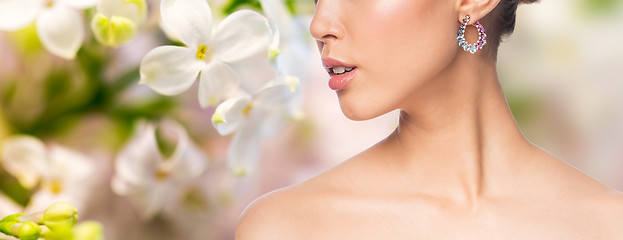 Image showing close up of beautiful woman face with earring