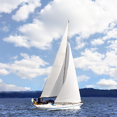 Image showing Sailing boat in the wind