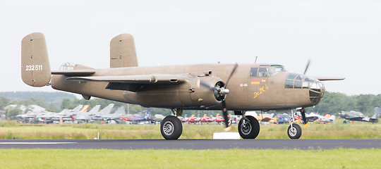 Image showing LEEUWARDEN, THE NETHERLANDS - JUNE 10: WW2 B-25 Mitchell bomber 