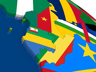 Image showing Cameroon, Gabon and Congo on 3D map with flags