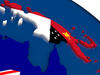 Image showing Papua New Guinea on 3D map with flags
