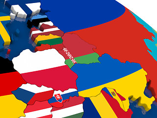 Image showing East Europe on 3D map with flags