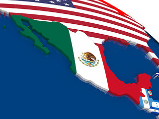 Image showing Mexico on 3D map with flags