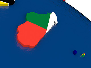 Image showing Madagascar on 3D map with flags