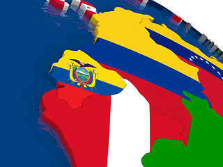 Image showing Ecuador on 3D map with flags