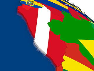 Image showing Peru on 3D map with flags