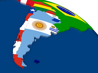 Image showing Argentina and Chile on 3D map with flags