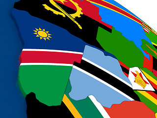 Image showing Namibia and Botswana on 3D map with flags