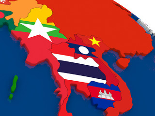 Image showing Myanmar on 3D map with flags