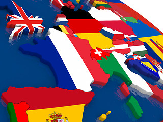 Image showing France on 3D map with flags