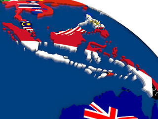 Image showing Indonesia on 3D map with flags