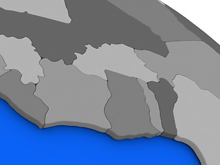 Image showing Ivory Coast, Ghana and Burkina Faso on political Earth model