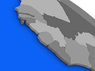 Image showing Liberia, Sierra Leone and Guinea on political Earth model