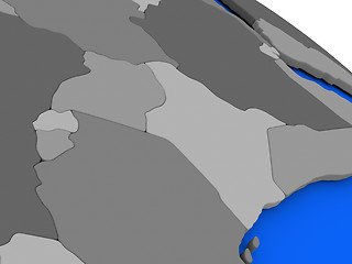 Image showing Kenya, Uganda, Rwanda and Burundi on political Earth model