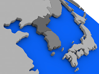 Image showing South Korean and North Korea on political Earth model